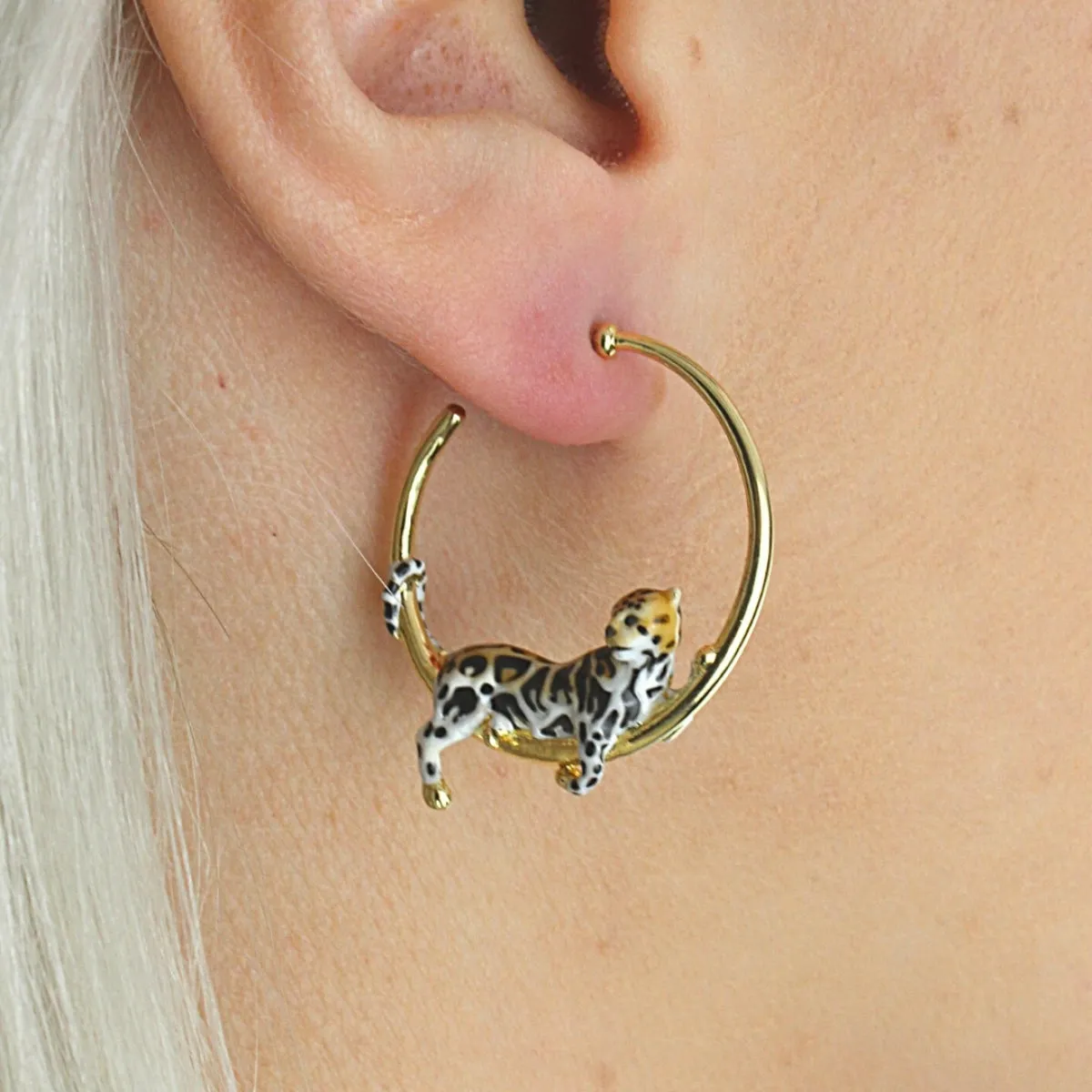 Clouded Leopard Hoops - Preorder