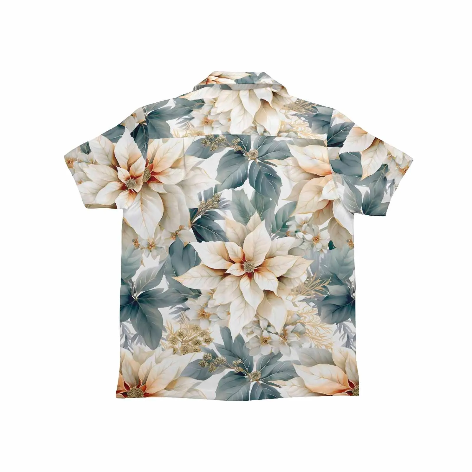 Cream Poinsettia  Little Boys Hawaiian Shirt