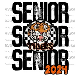 CUSTOM Mascot SENIOR Layered Stack Leopard Mascot Circle  - PNG