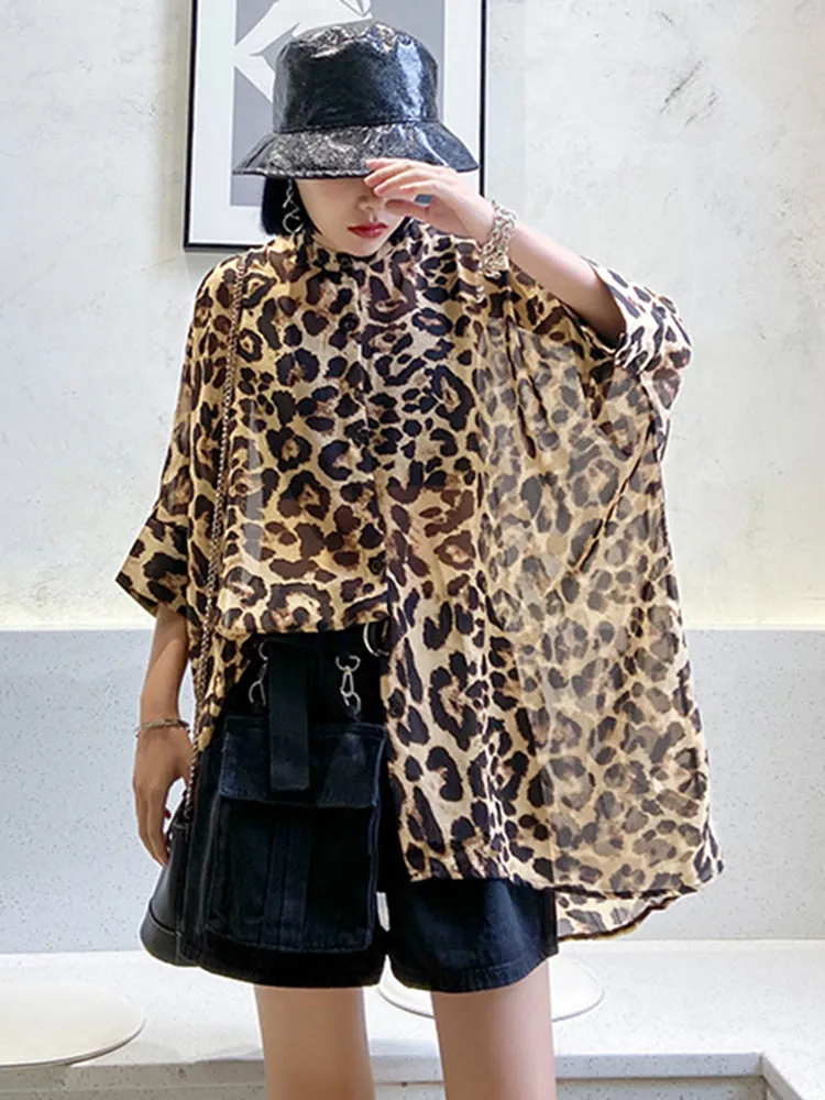 Daigo Leopard Print Three-Quarter Sleeve Shirt