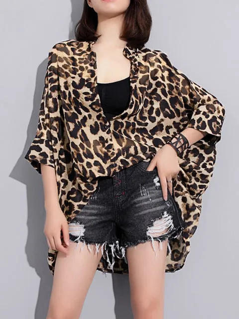 Daigo Leopard Print Three-Quarter Sleeve Shirt