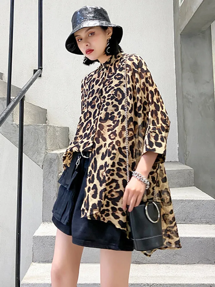 Daigo Leopard Print Three-Quarter Sleeve Shirt