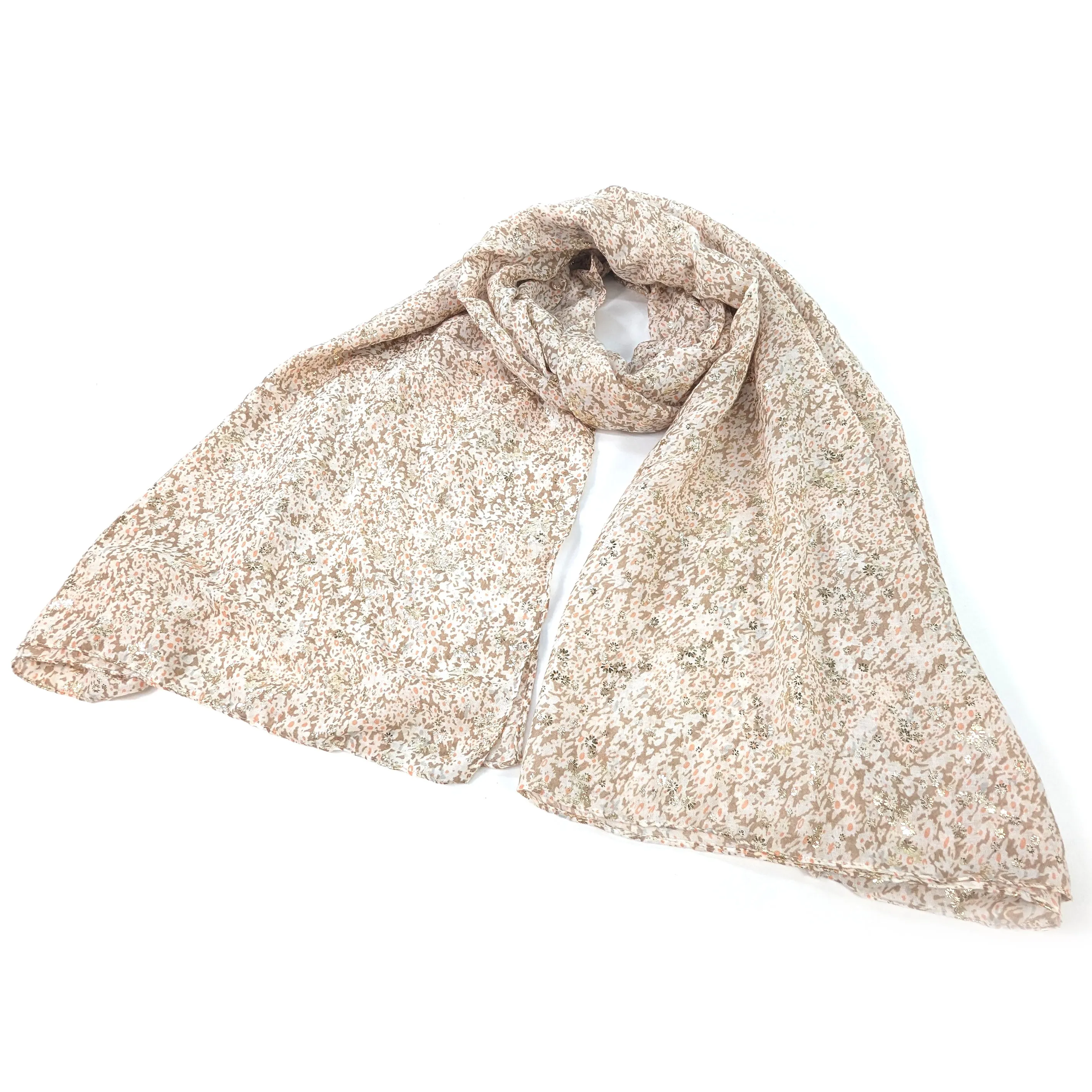 Daisy Sparkle Scarf - Hazelnut Cream (42x180cm)