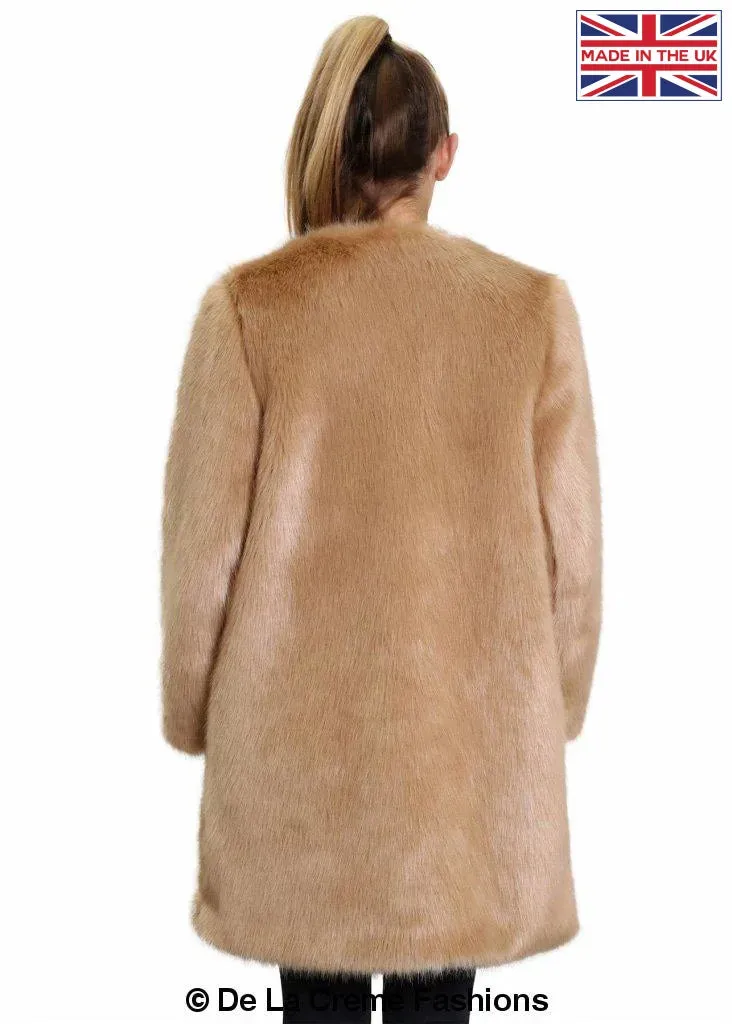 De La Creme Womens Faux Fur Classic Coat