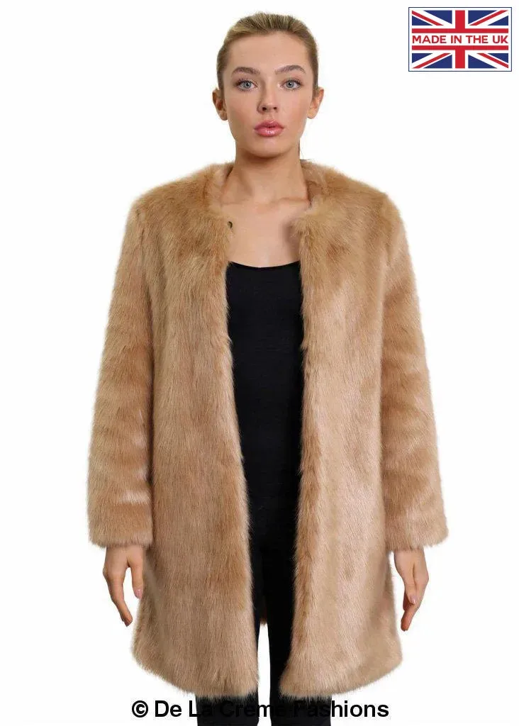 De La Creme Womens Faux Fur Classic Coat