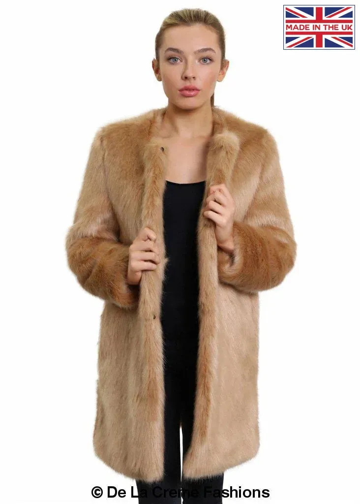 De La Creme Womens Faux Fur Classic Coat