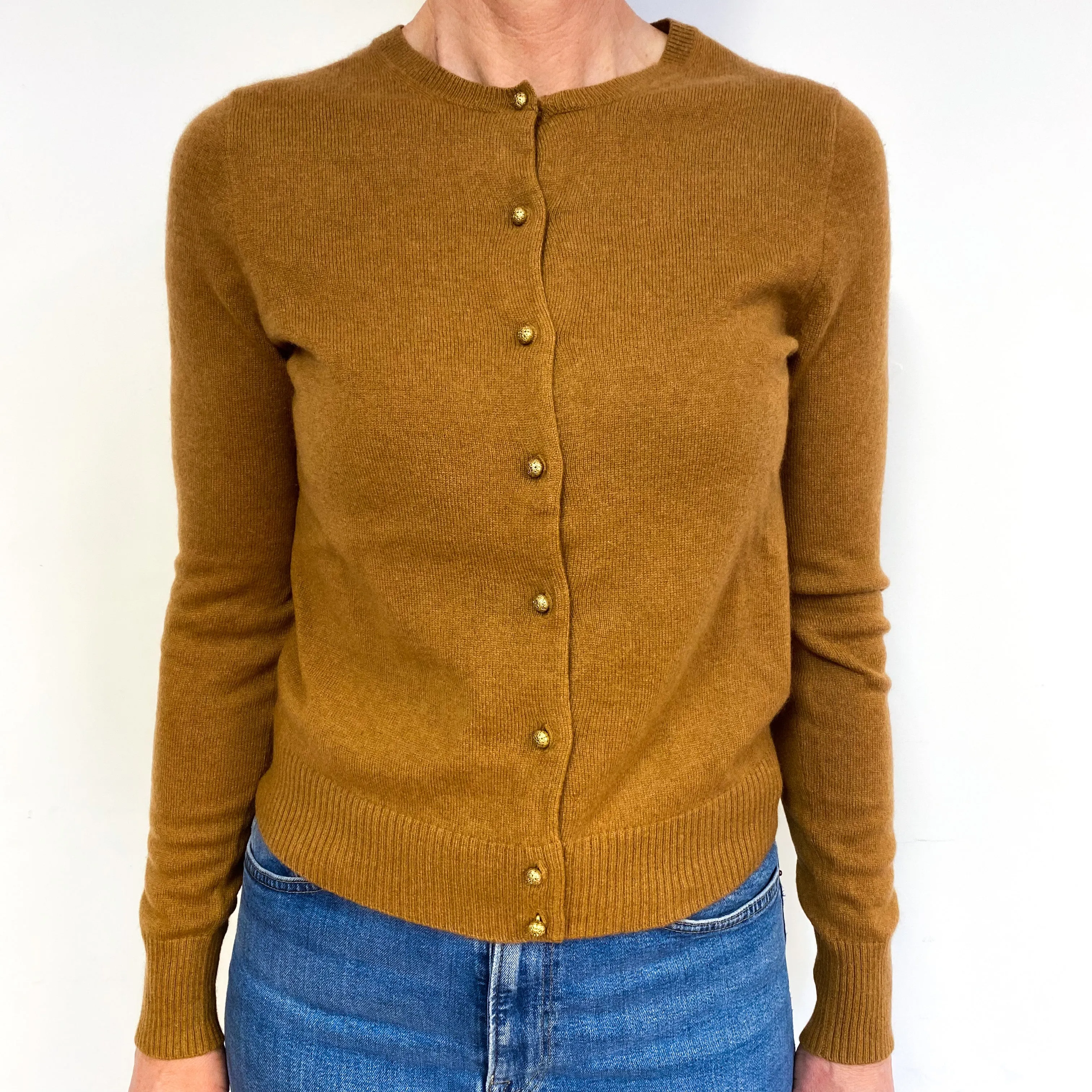 Deep Butterscotch Brown Cashmere Cardigan Medium