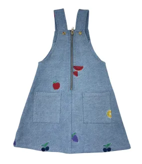 dress zipper jumper embroidered fruit - chambray