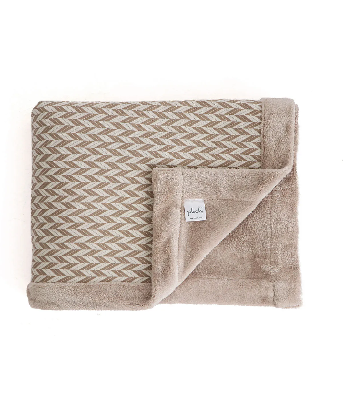 Eleanor- Stone & Natural Single Bed Cotton Knitted Blanket with Fur Back