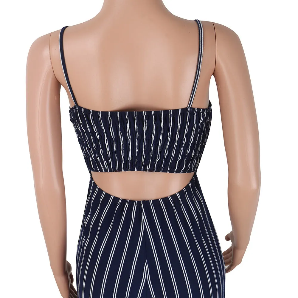 Elegant Striped Sexy Spaghetti Strap Rompers Jumpsuits