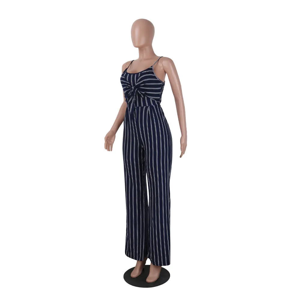 Elegant Striped Sexy Spaghetti Strap Rompers Jumpsuits