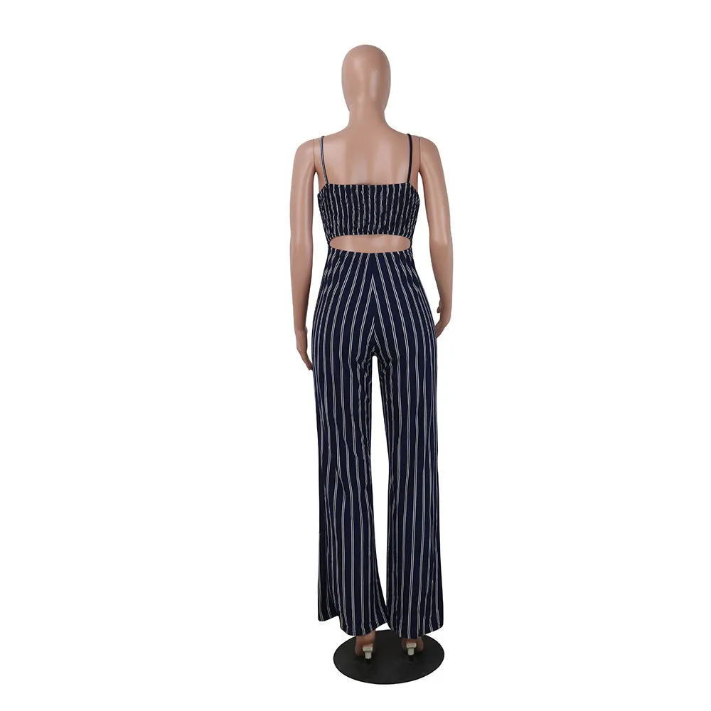 Elegant Striped Sexy Spaghetti Strap Rompers Jumpsuits