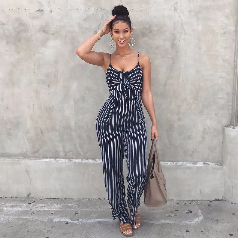 Elegant Striped Sexy Spaghetti Strap Rompers Jumpsuits