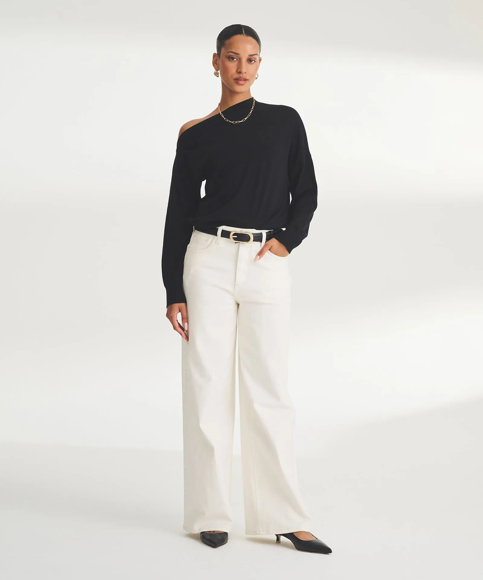 Fancy Cashmere Asymmetrical Top