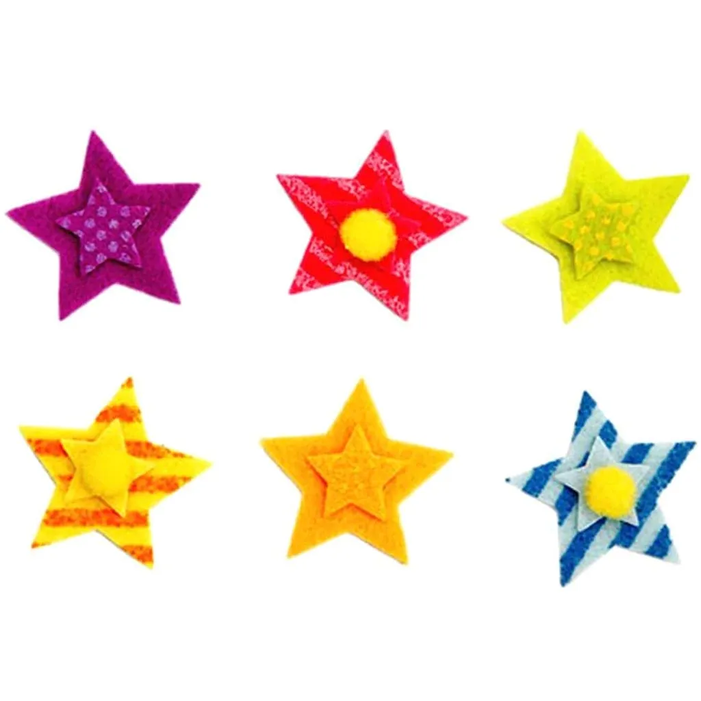 Felties Felt Stickers Layered Stars with Pom Poms