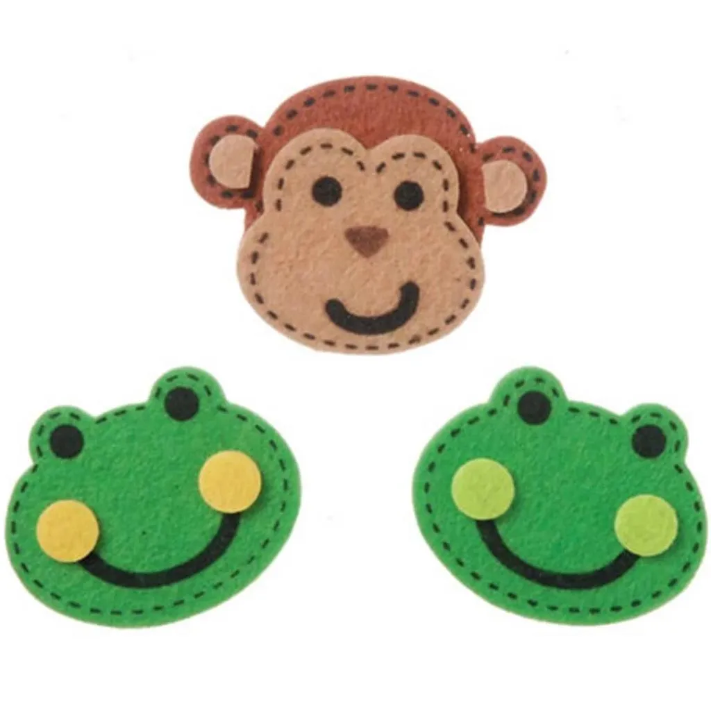 Felties Felt Stickers Stitched Frogs and Monkeys