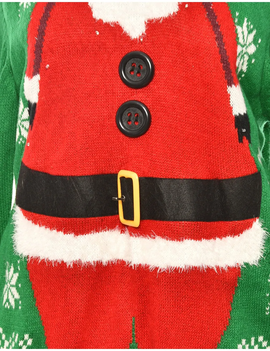 Festive Season Green & Red Christmas Jumper - M