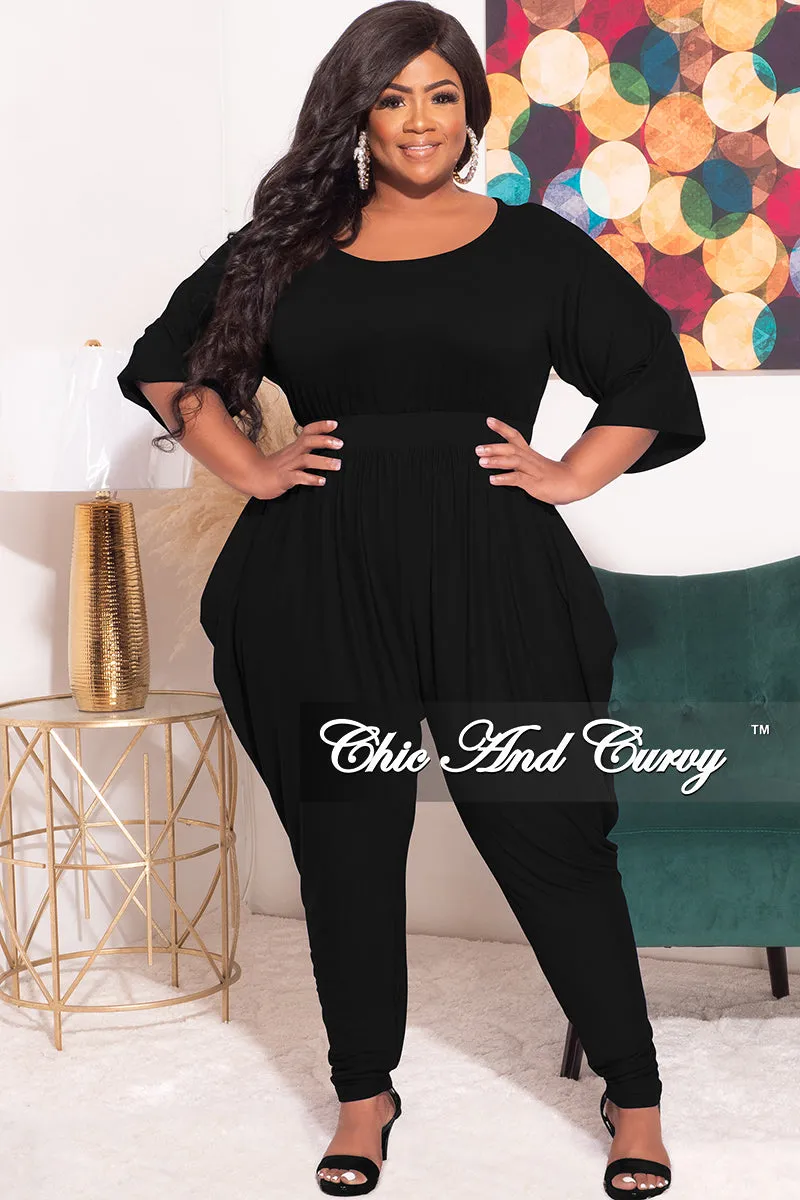 Final Sale Plus Size Jumpsuit with Harem Effect in Black