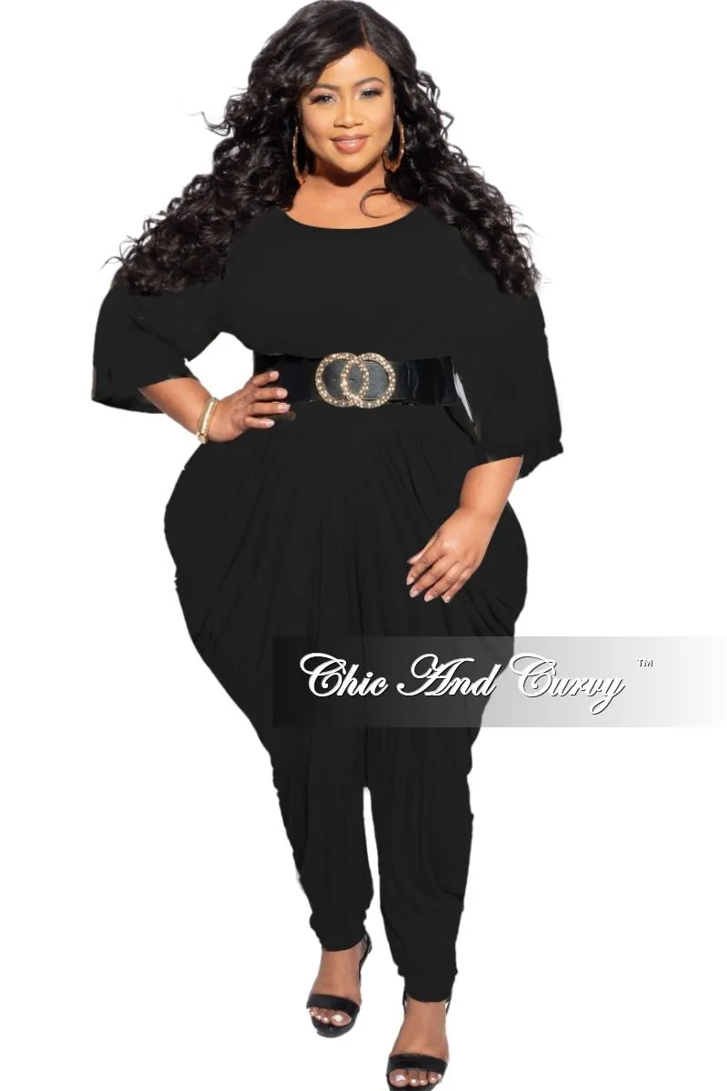 Final Sale Plus Size Jumpsuit with Harem Effect in Black