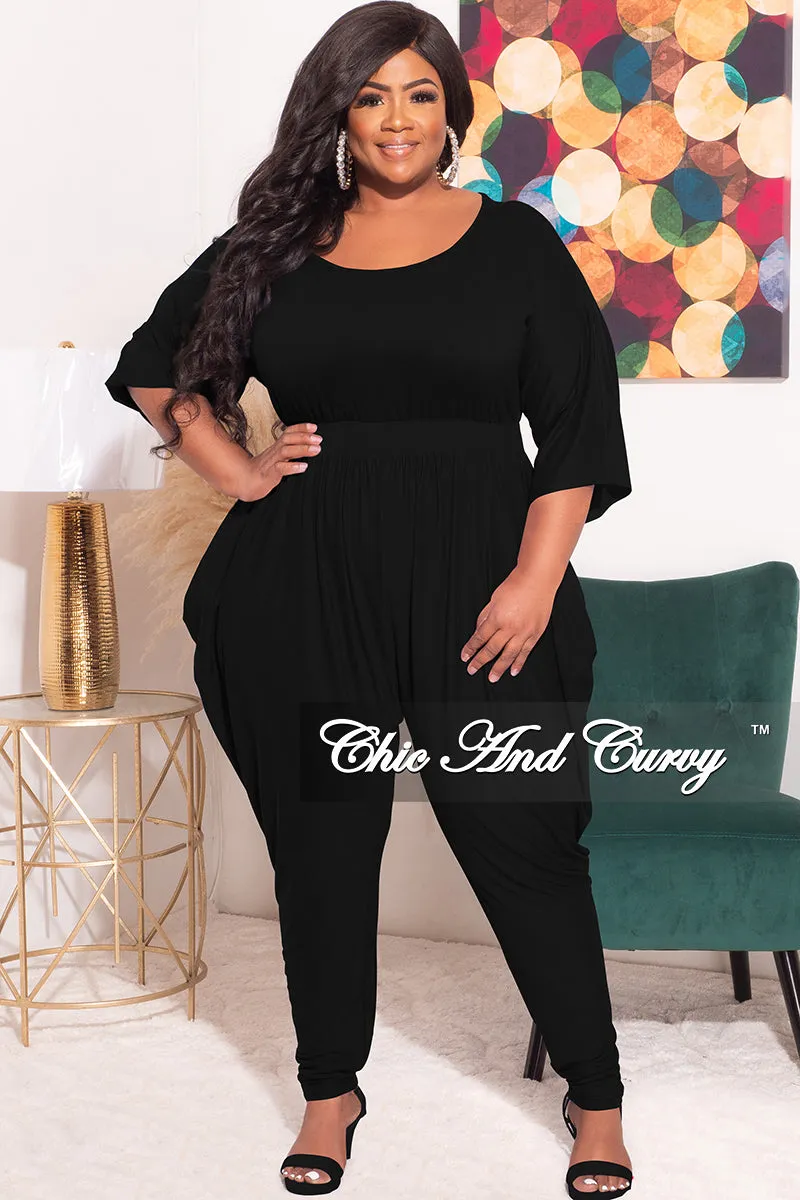 Final Sale Plus Size Jumpsuit with Harem Effect in Black