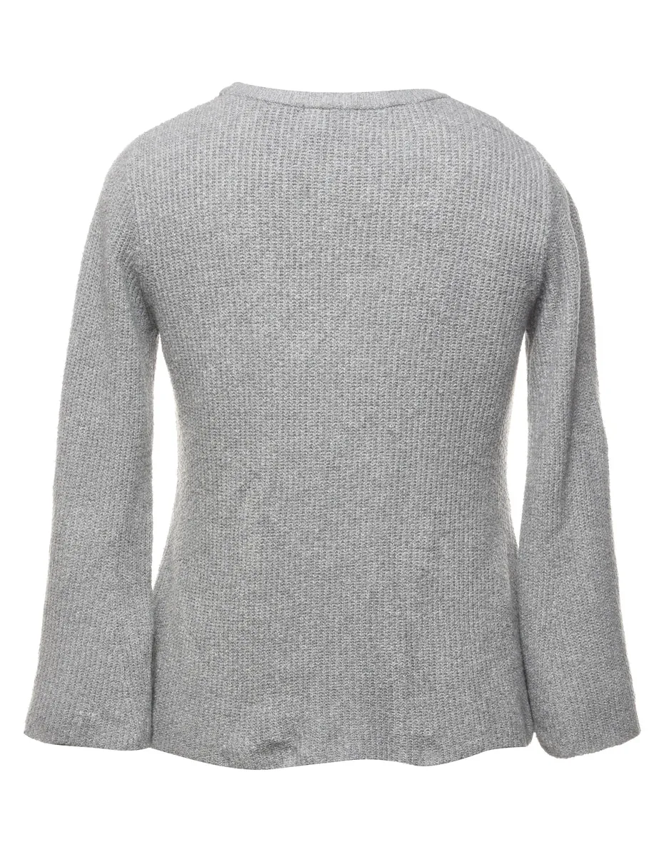 Fine Knit Grey Jumper - M