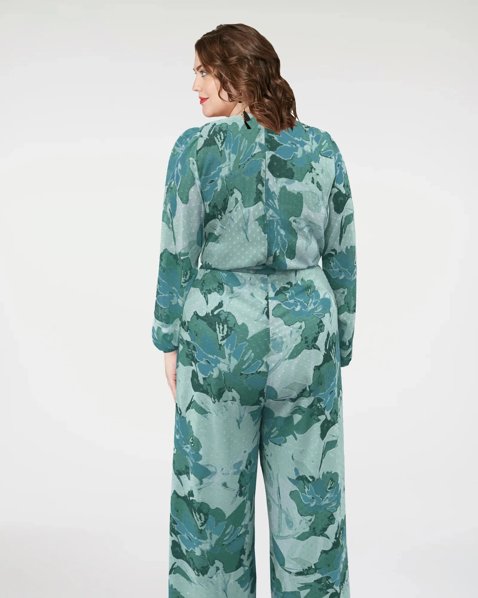 Floral Faux Wrap Jumpsuit in Green | Green