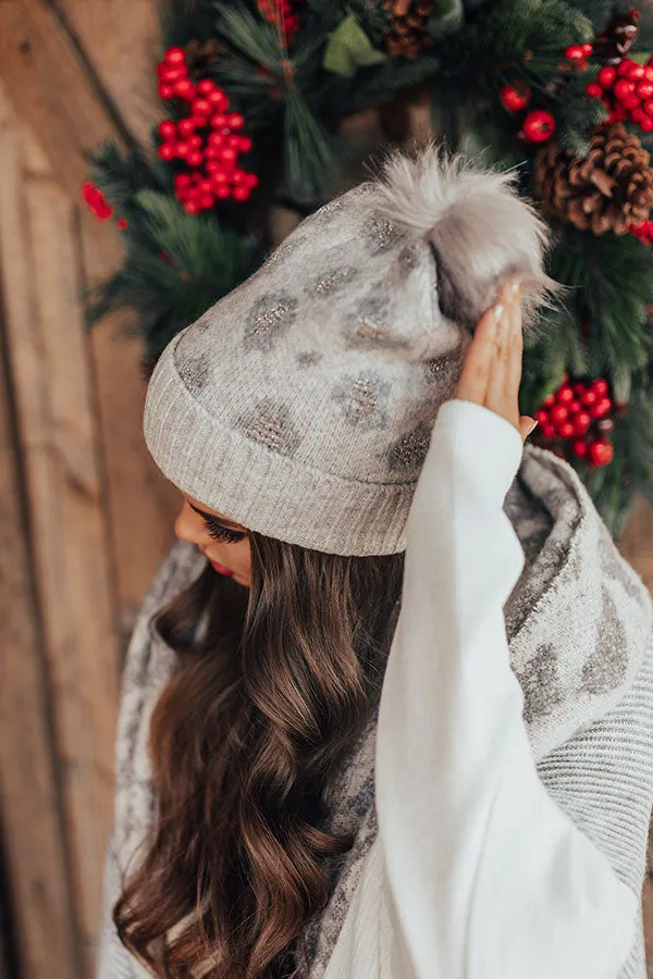 Flurries In France Faux Fur Pom Beanie in Grey