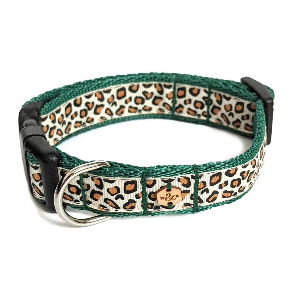 Forest Fir Leopard Print Dog Collar