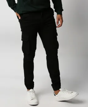 Fostino Black Denim Joggers Cargo