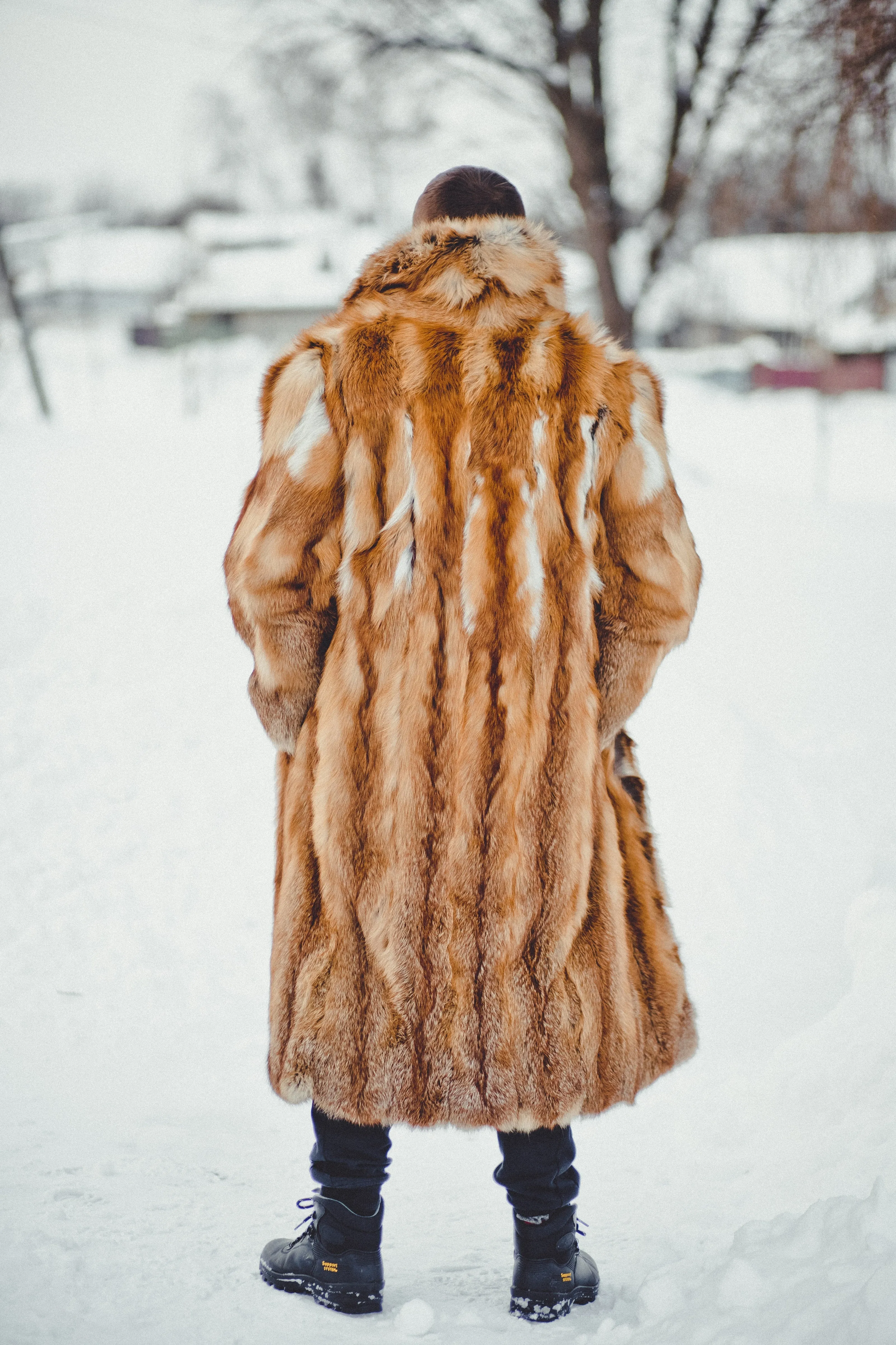 Fox Fur Long Coat for Men