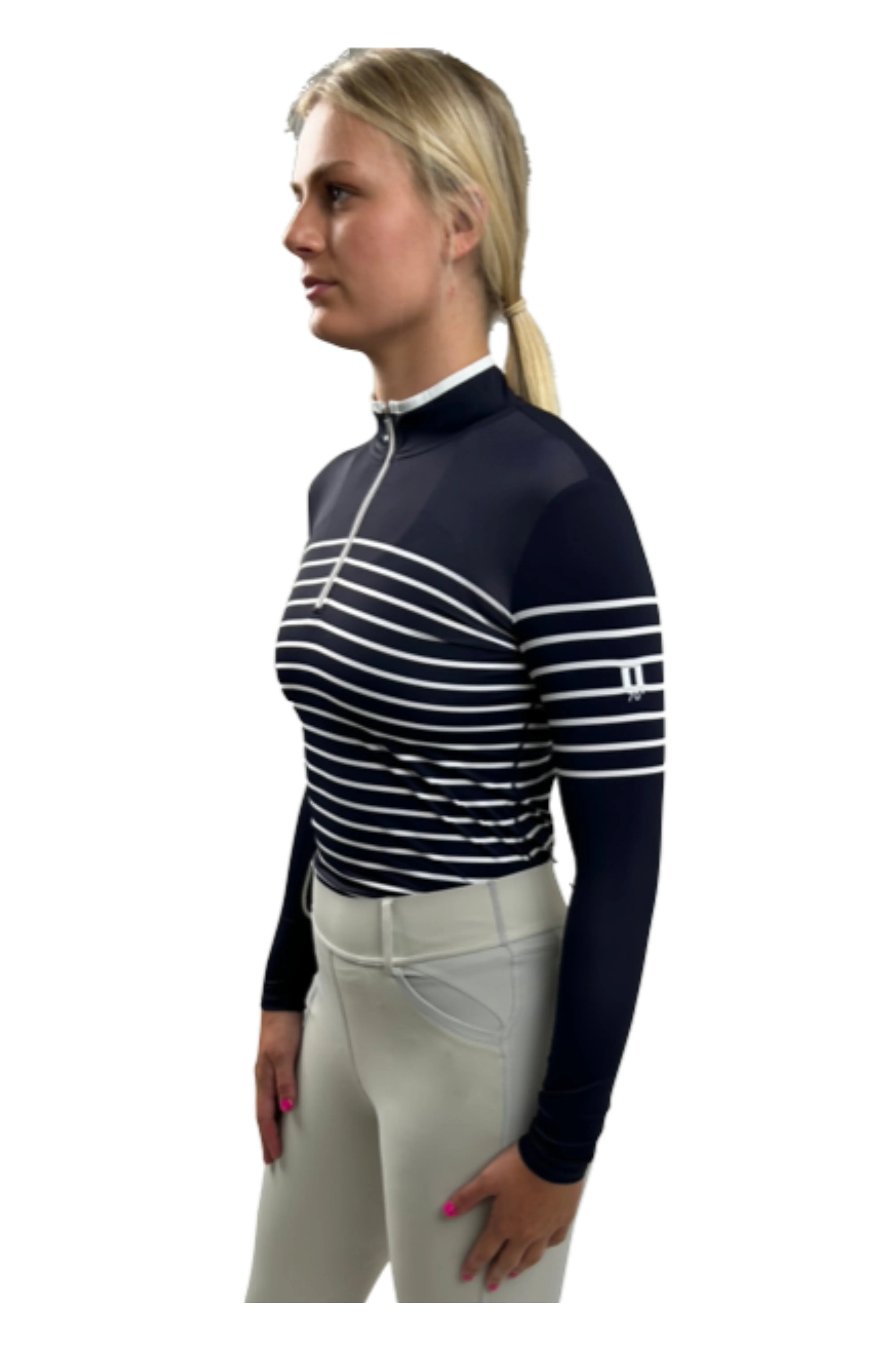 French Stripe Performance Sun Shirt In Dark Navy/ White Stripe