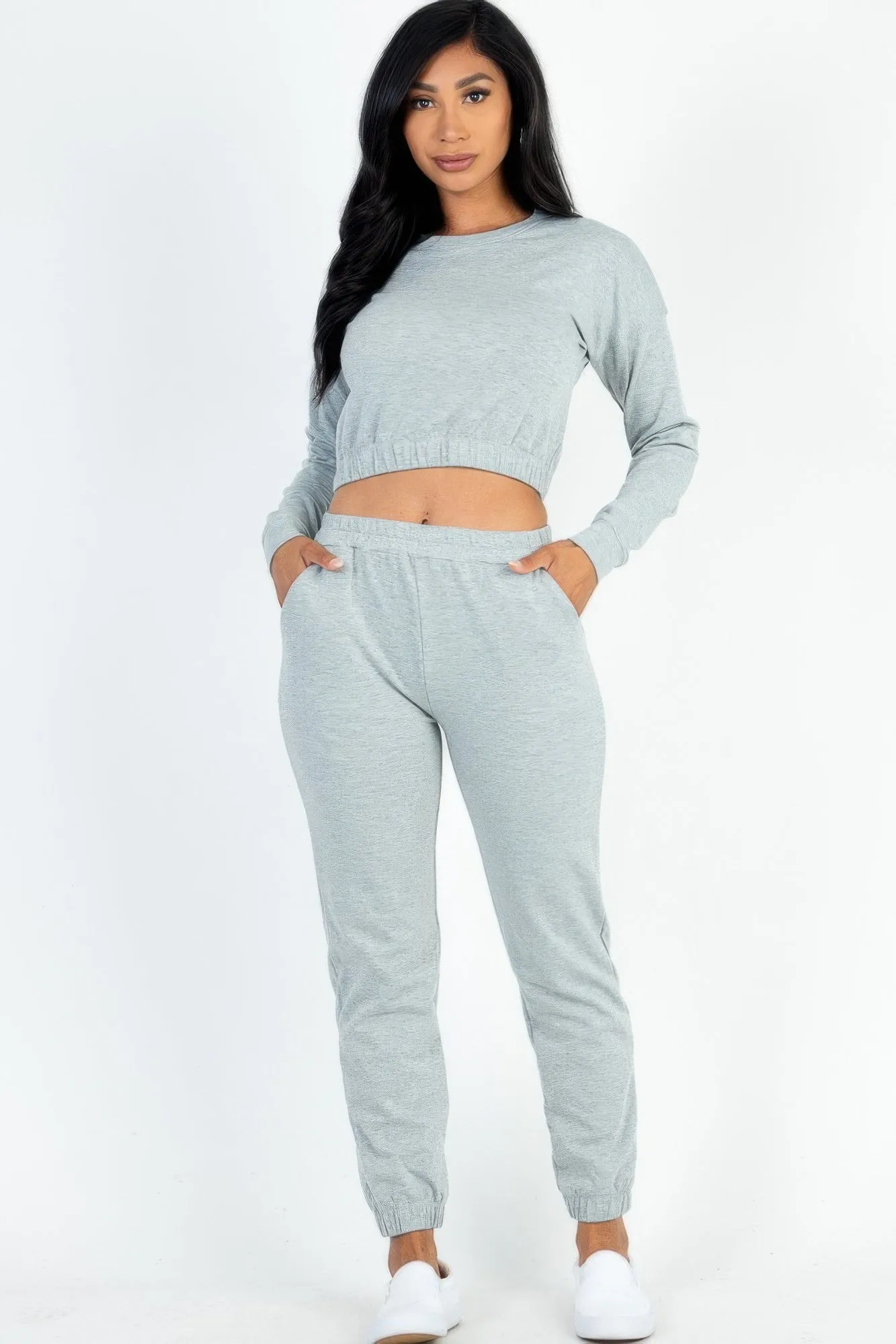 French Terry Elastic Waist Pullover & Joggers Set