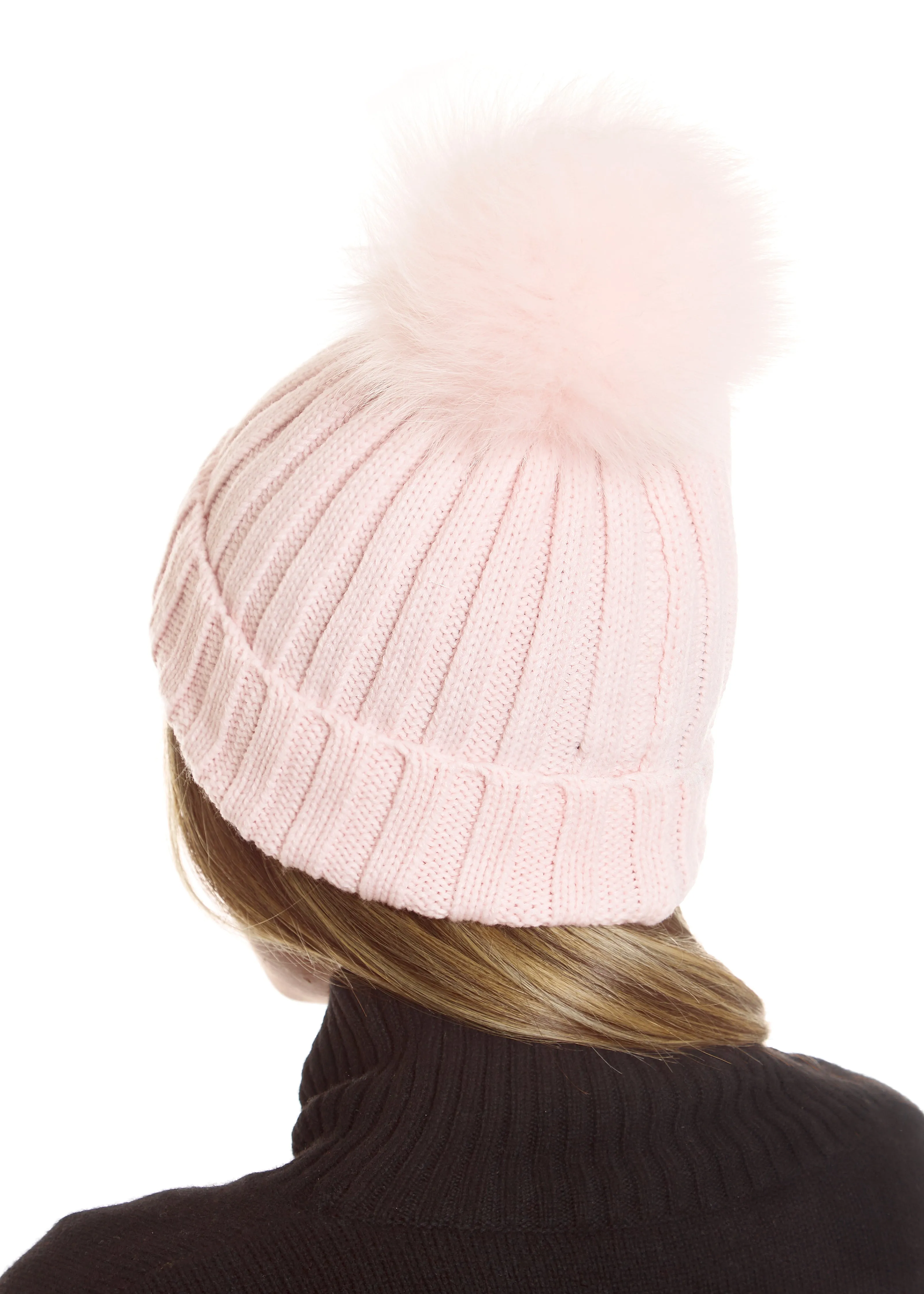 Fur5Eight Baby Pink Fur Pom Hat