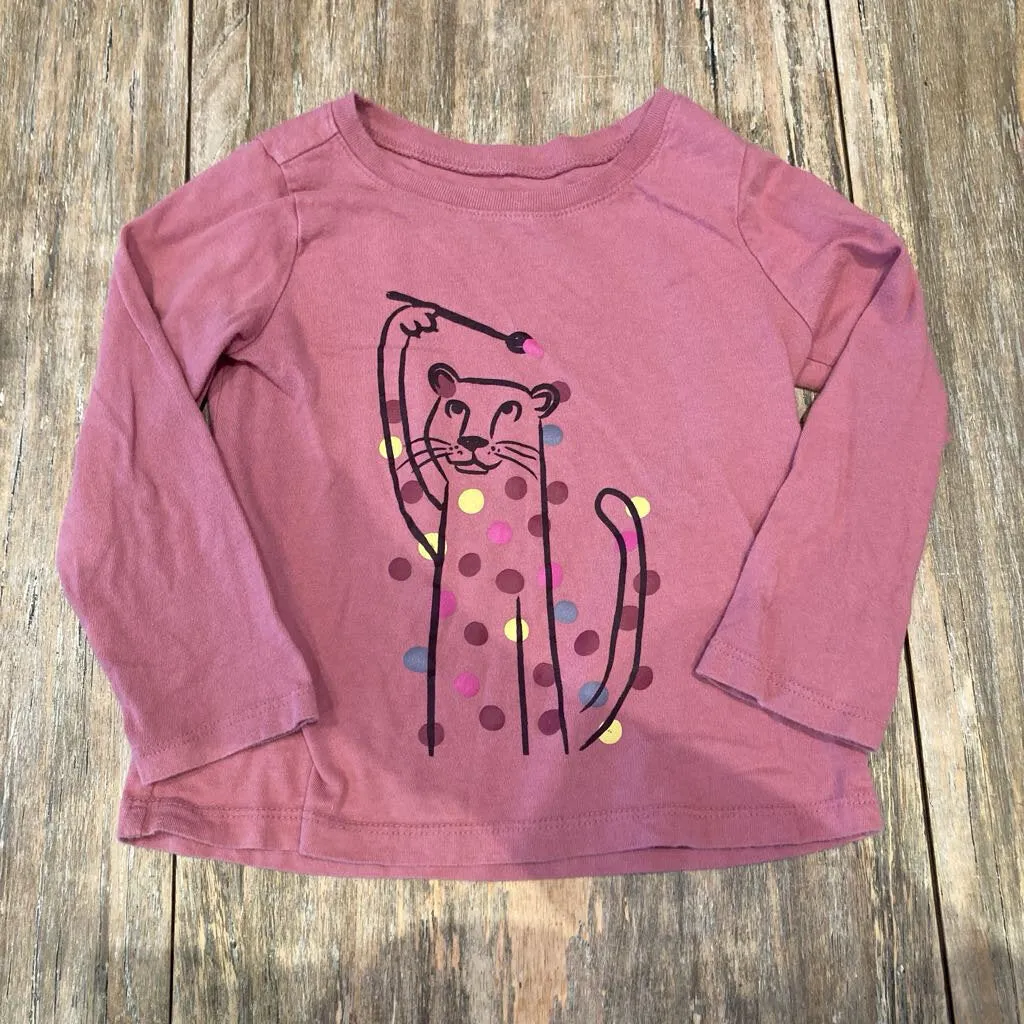 Gap Mauve Leopard LS Cotton Tee 3T