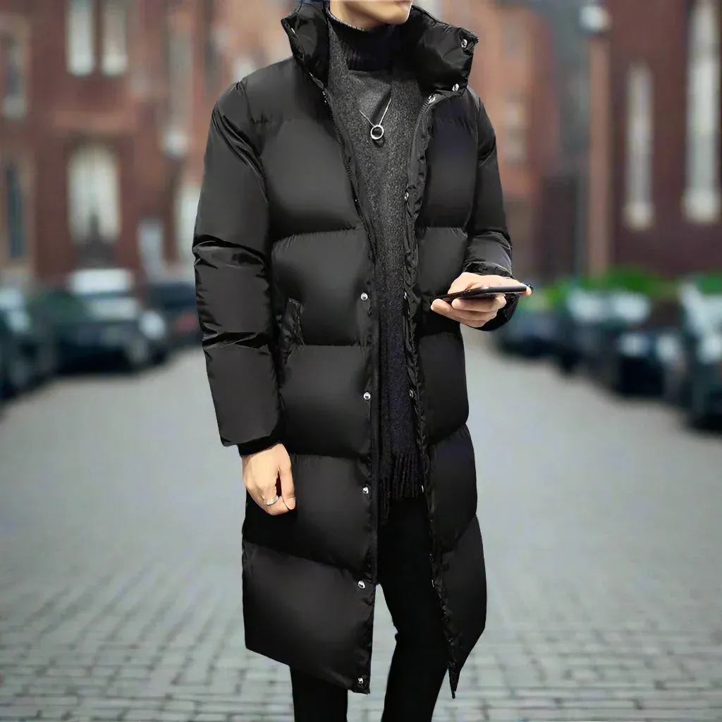 Gents Urban Parka | Stilvolle, lange, schwarze Puffer-Winterjacke für Herren