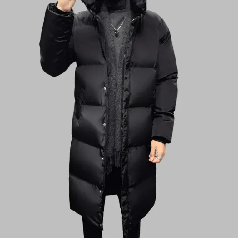 Gents Urban Parka | Stilvolle, lange, schwarze Puffer-Winterjacke für Herren