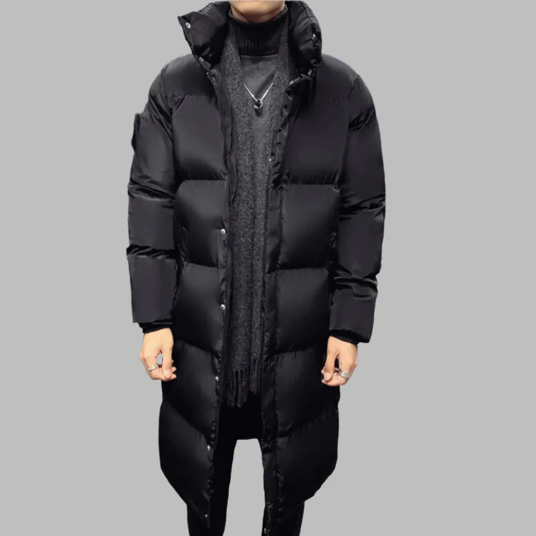 Gents Urban Parka | Stilvolle, lange, schwarze Puffer-Winterjacke für Herren