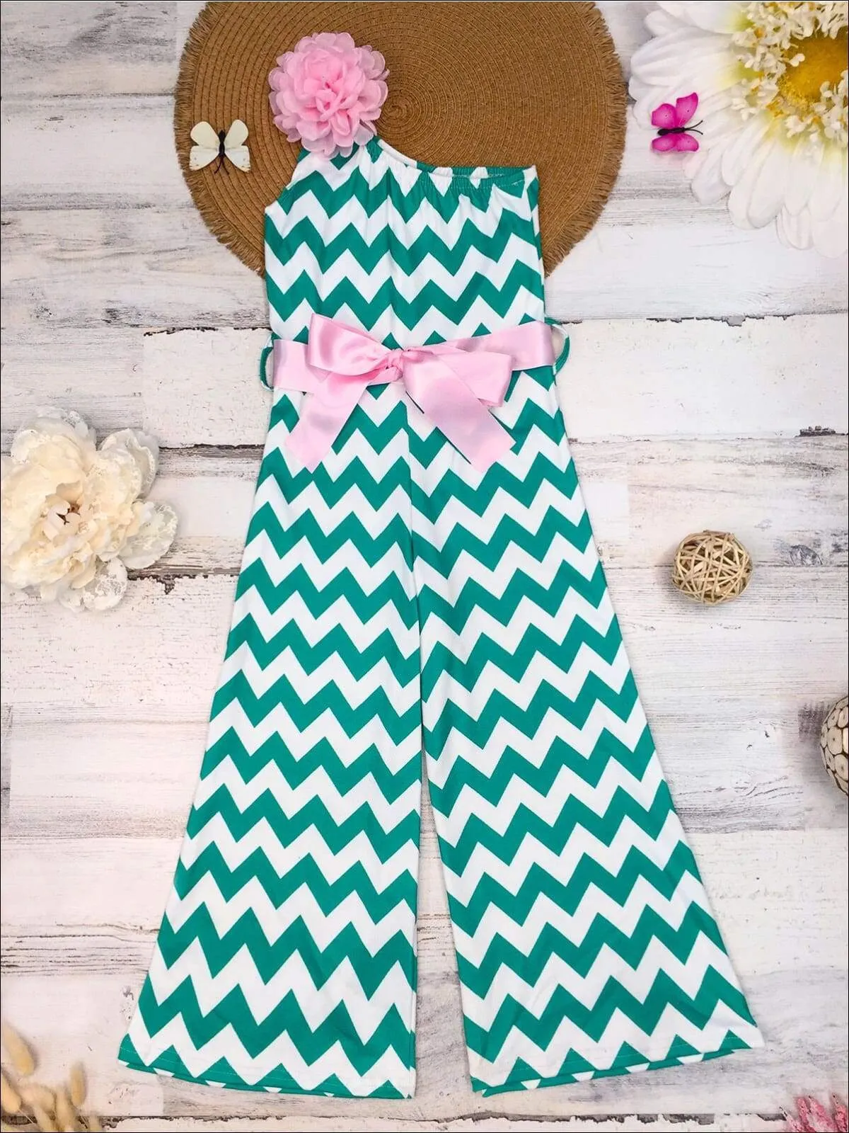 Gia Bella Chevron Off Shoulder Jumpsuit