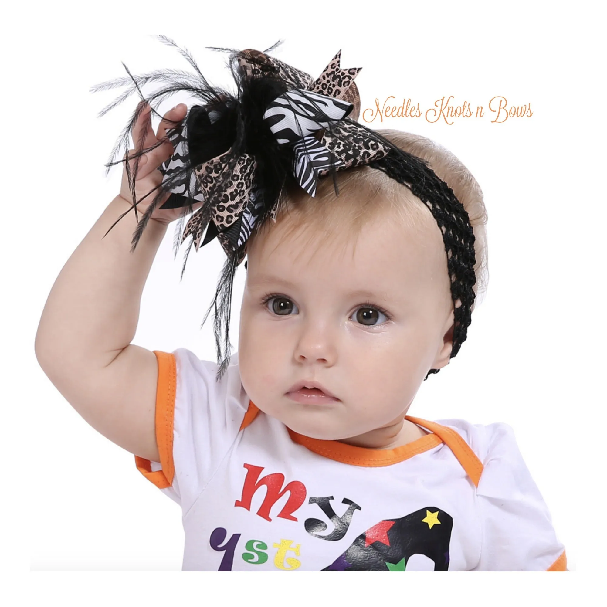 Girls Animal Print Zebra Leopard Over the Top Hair Bow