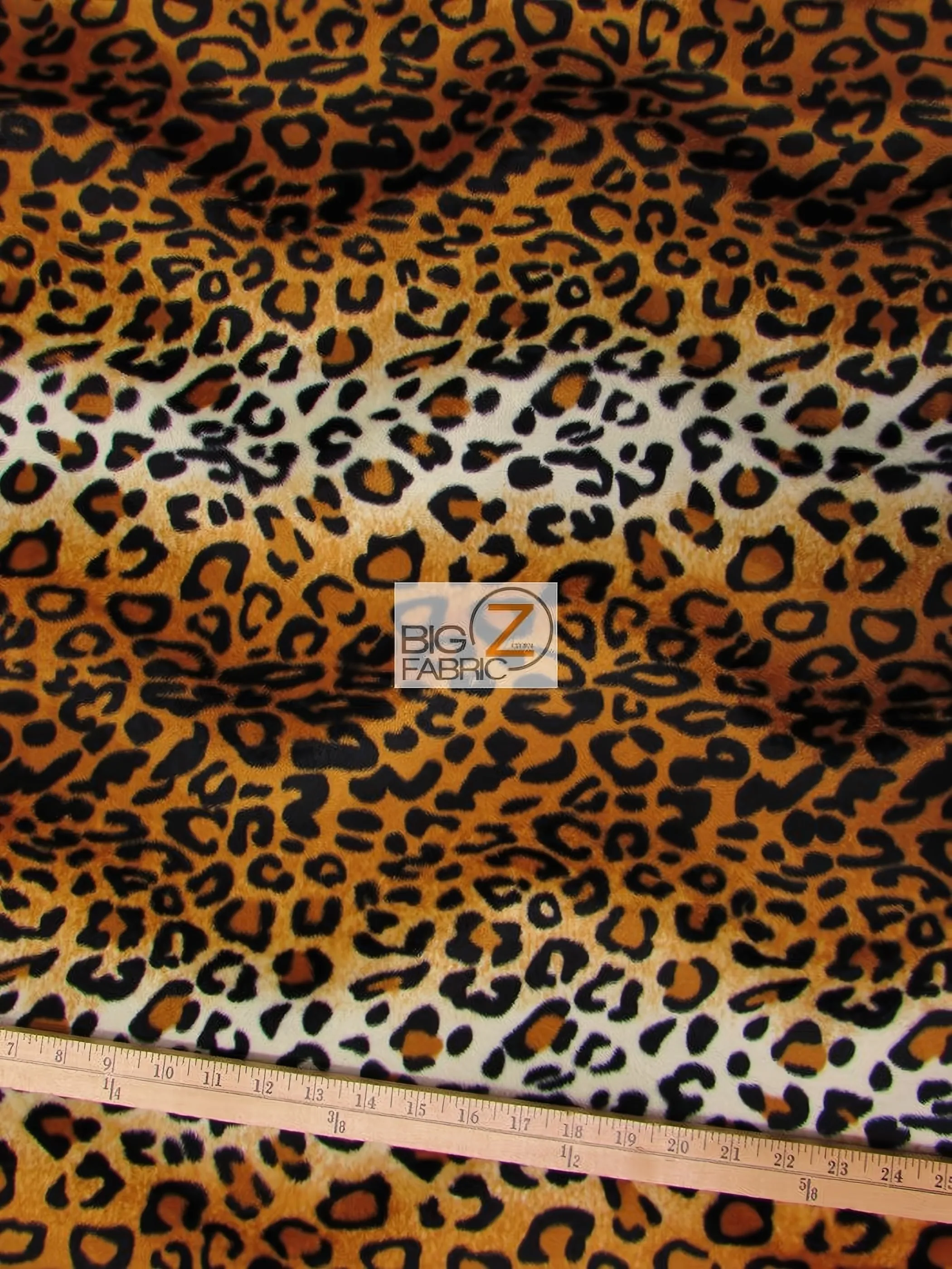 Gold Velboa Leopard Animal Short Pile Fabric / Sold By The Yard