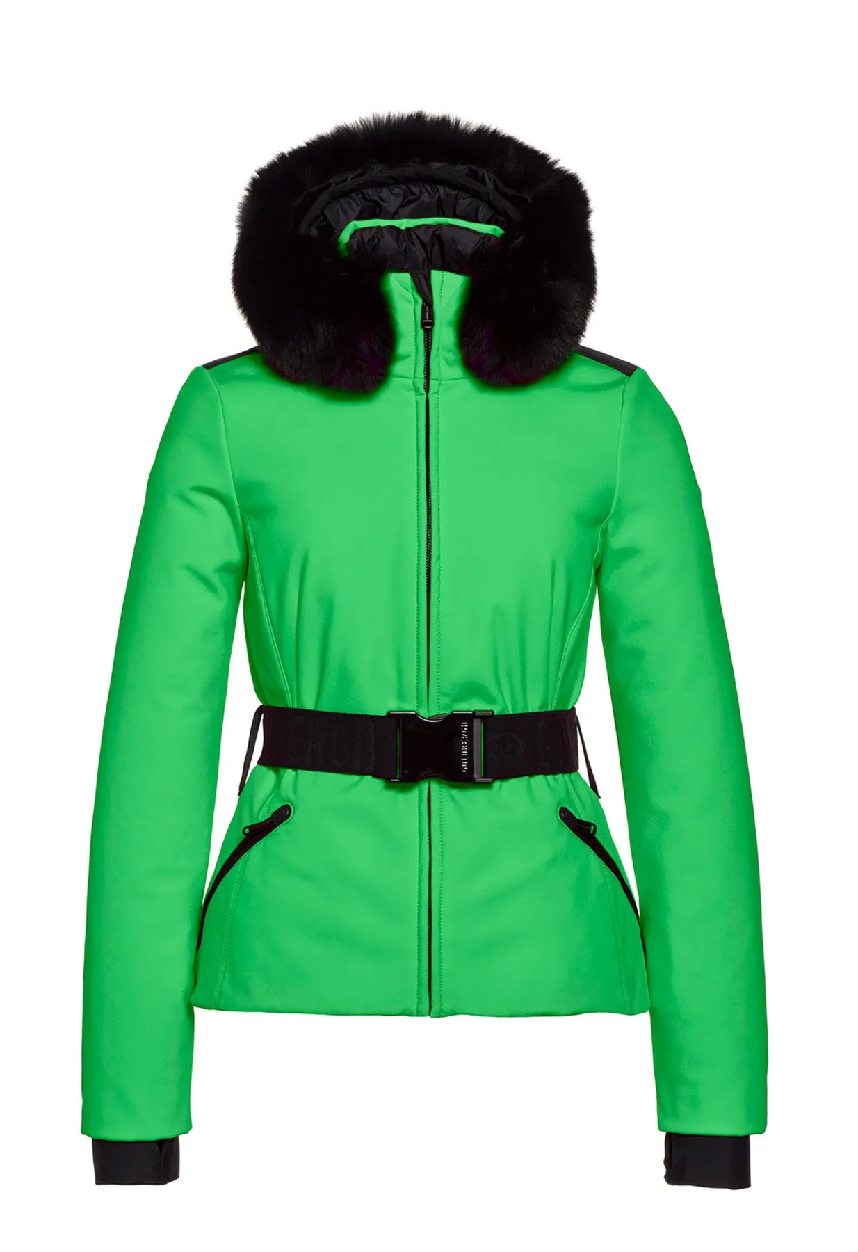 Goldbergh Hida Green Ski Jacket with Real Fur Trimmed Hood