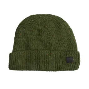 Green Donegal Cable Knit Fur Lined Beanie