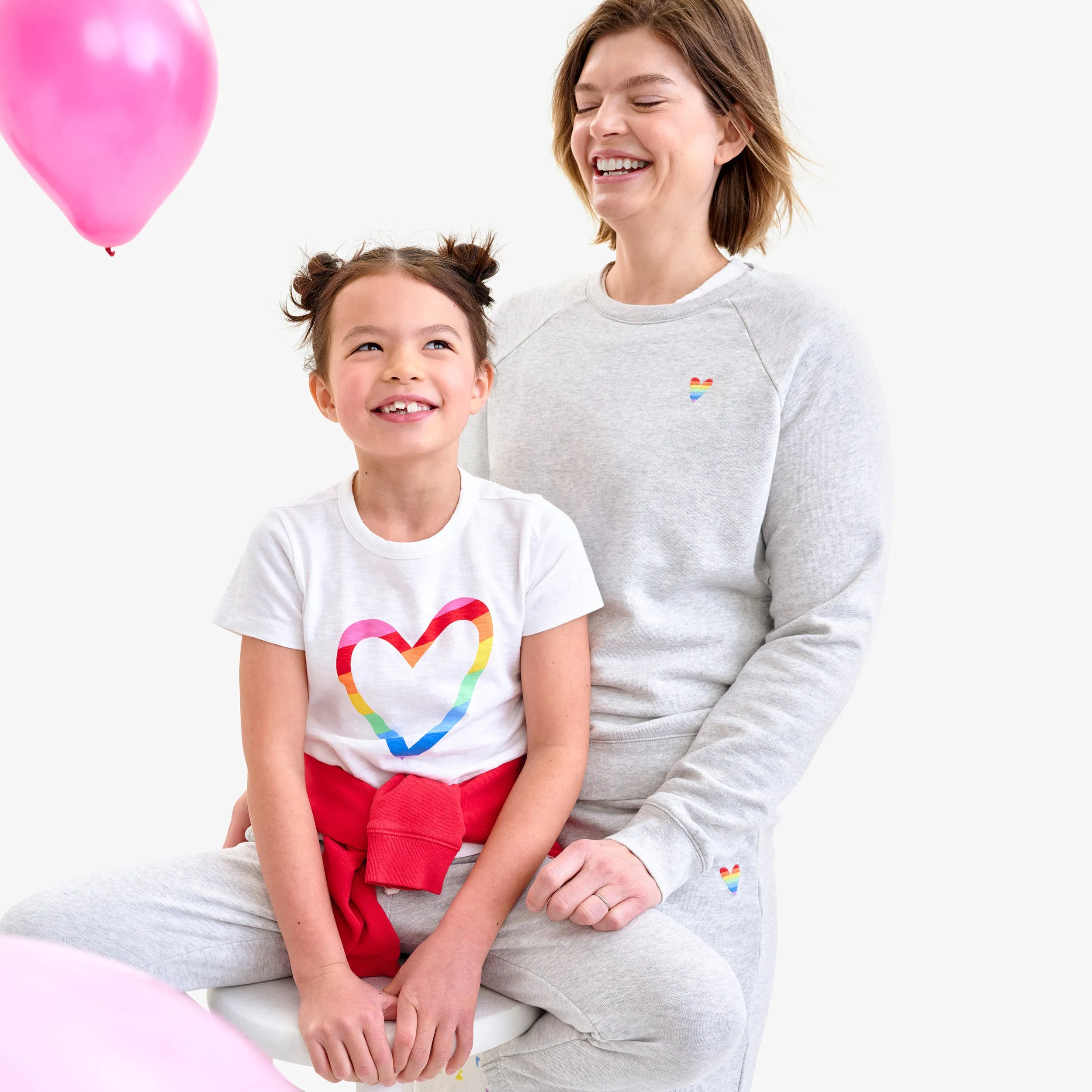 Grown-ups embroidered rainbow heart sweatshirt (women's fit)