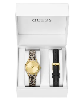 GUESS Ladies Gold Tone Analog Watch Box Set