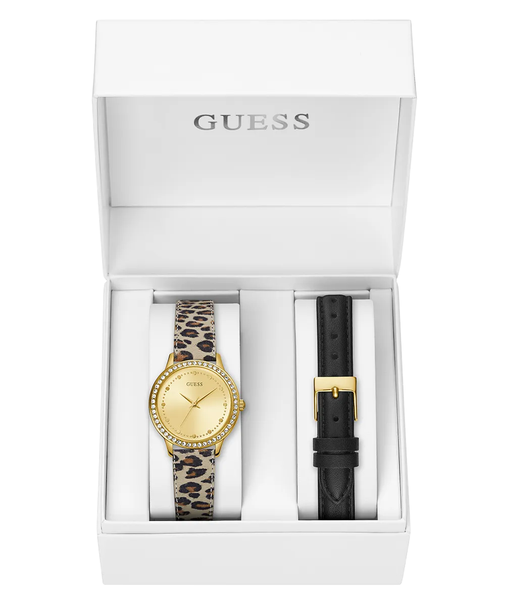 GUESS Ladies Gold Tone Analog Watch Box Set