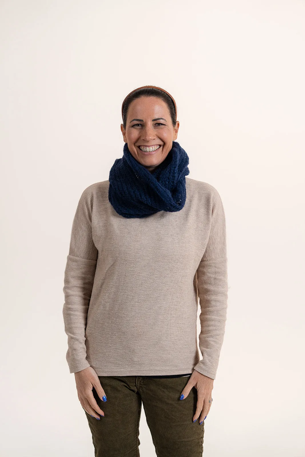 Handmade Infinity Mohair Scarf - Navy Blue