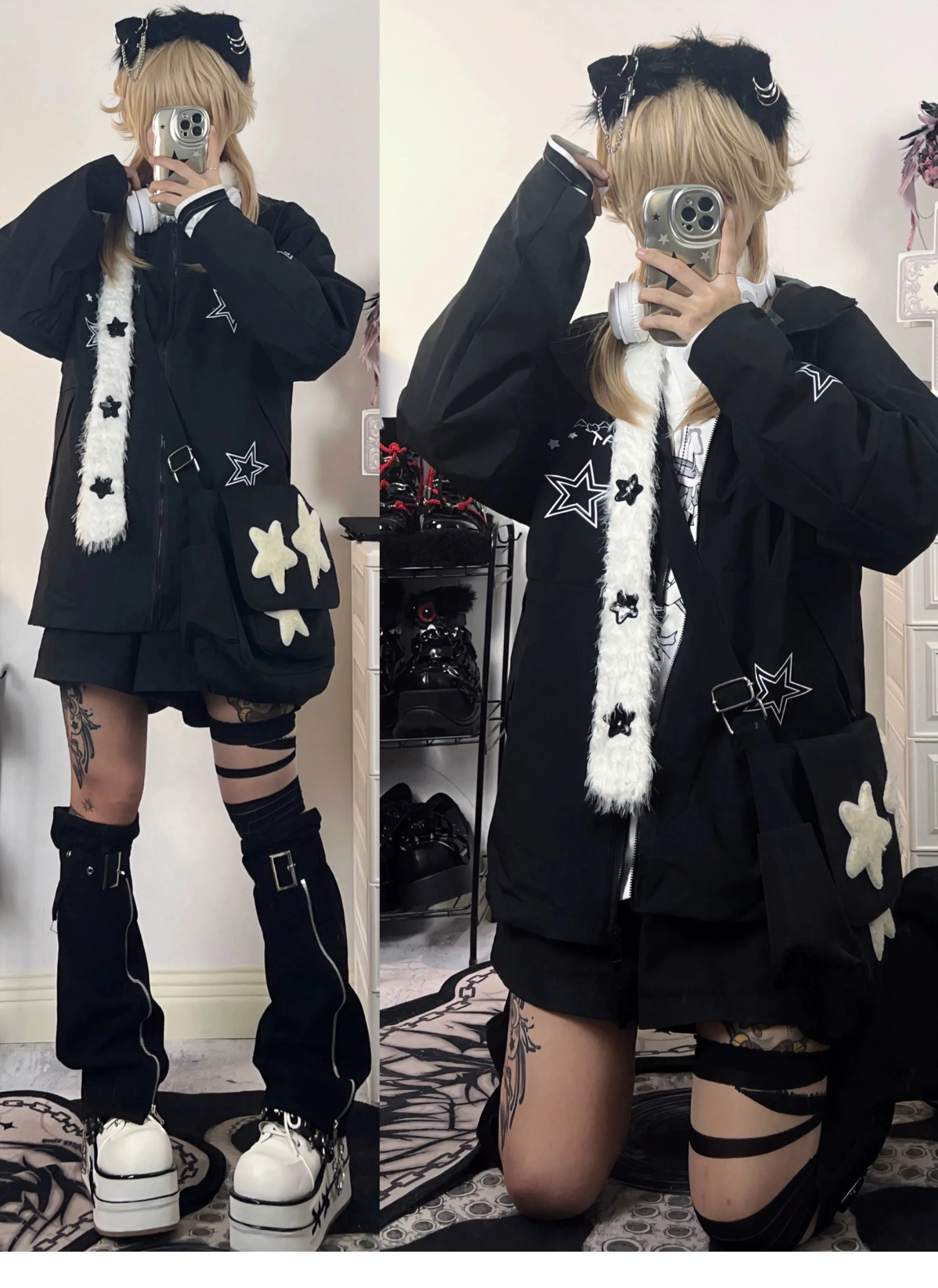 Harajuku Fashion Black Couples Jacket Coat