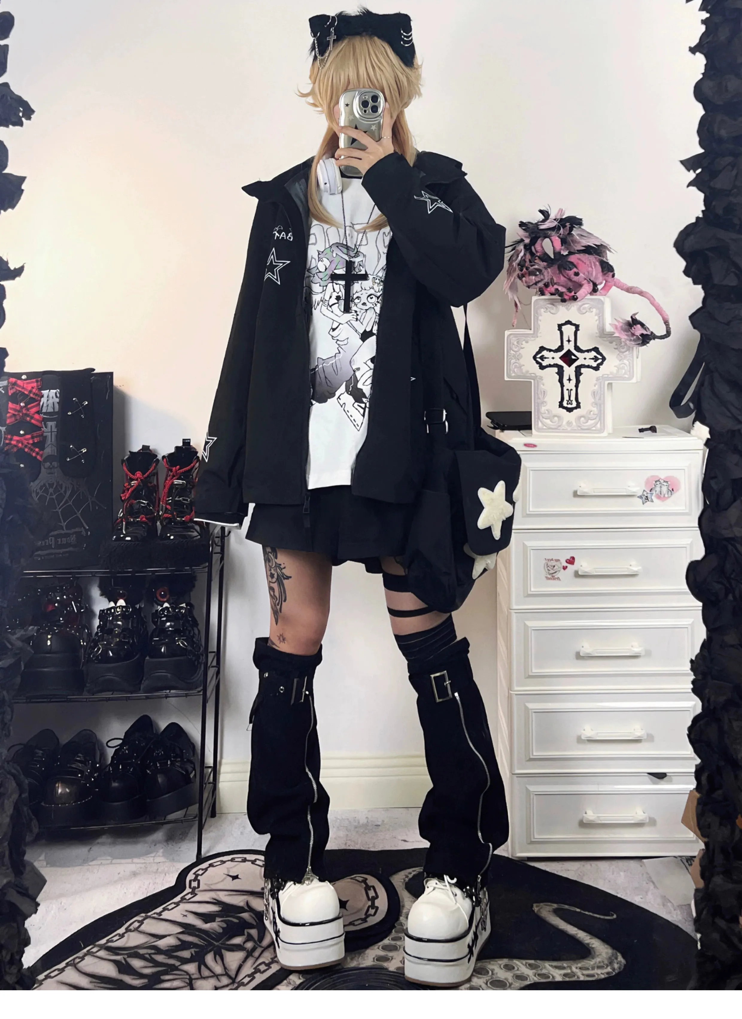 Harajuku Fashion Black Couples Jacket Coat