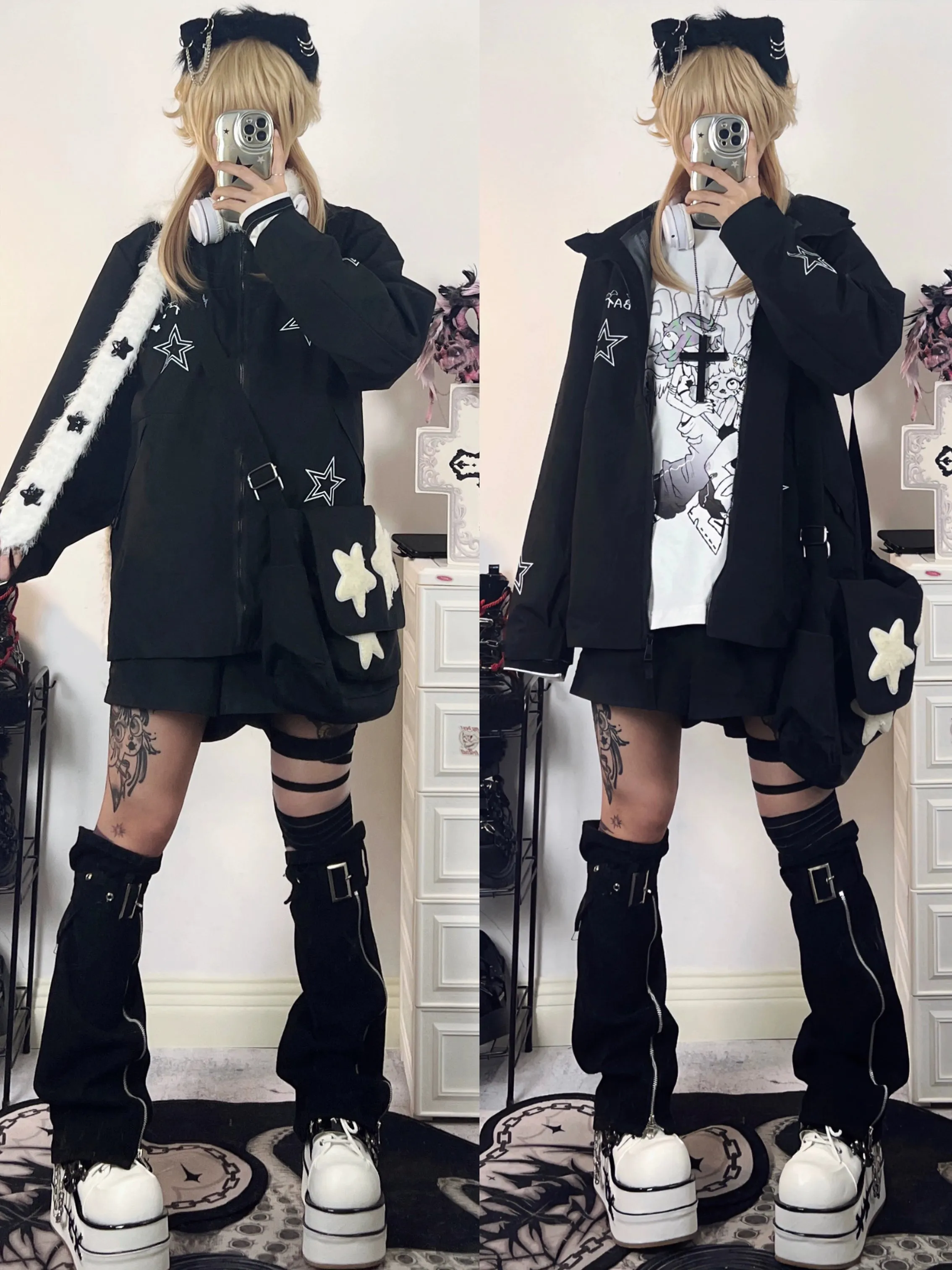 Harajuku Fashion Black Couples Jacket Coat