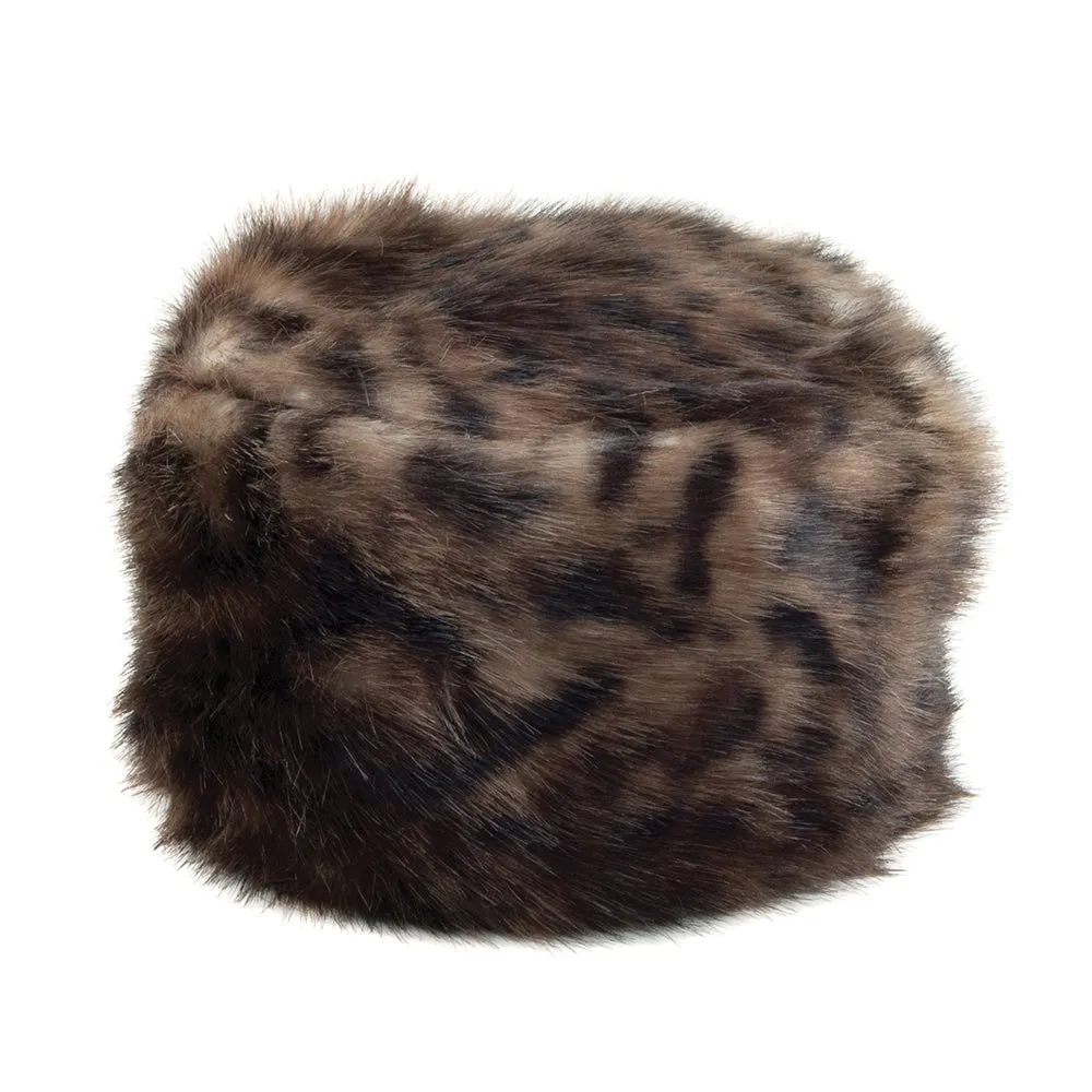 Helen Moore Womens Faux Fur Winter Pillbox Hat - Leopard